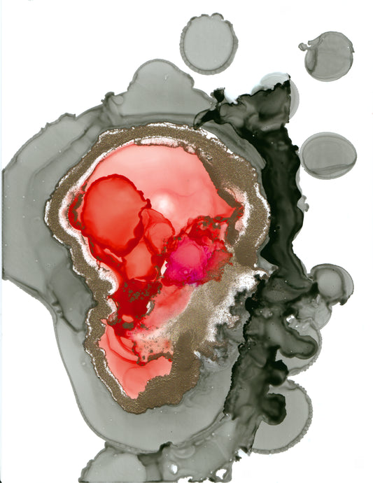 “Carnelian Red Geode” Original Artwork Framed